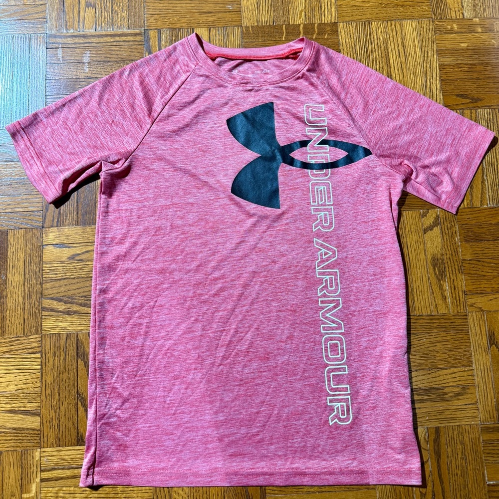 Under Armour Heathered Red Tee with Black Logo